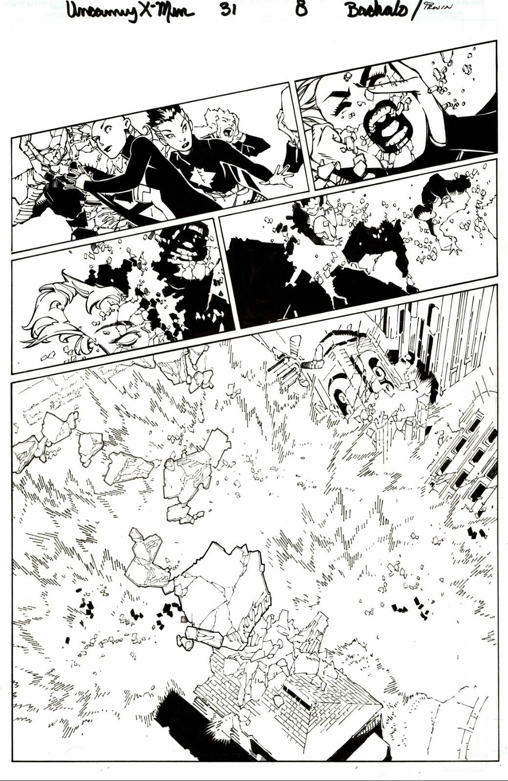 Uncanny X-Men #31 Page 8 Original Art Splash Storm & New X-Men By Chris Bachalo