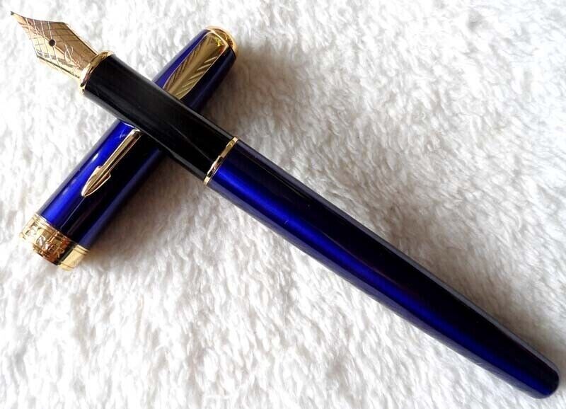 Brilliant Blue/Gold Clip Parker Sonnet Series Fine (F) Nib Fountain Pen No Box
