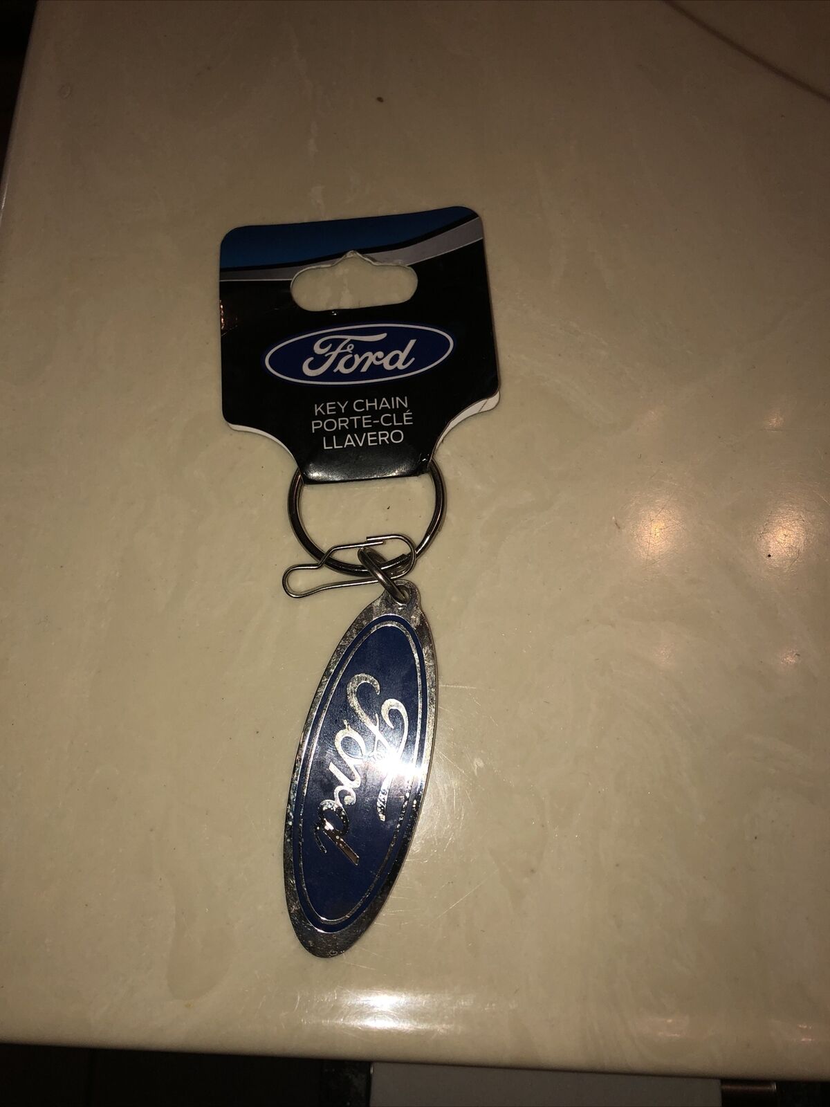 2007 Vintage W/tag Ford Blue An Silver Logo Keychain