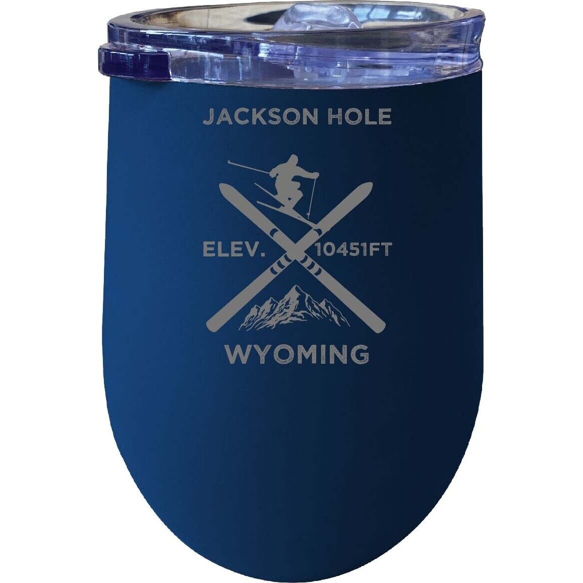 Jackson Hole Wyoming Ski Souvenir 12 Oz Laser Etched Insulated Wine Stainless