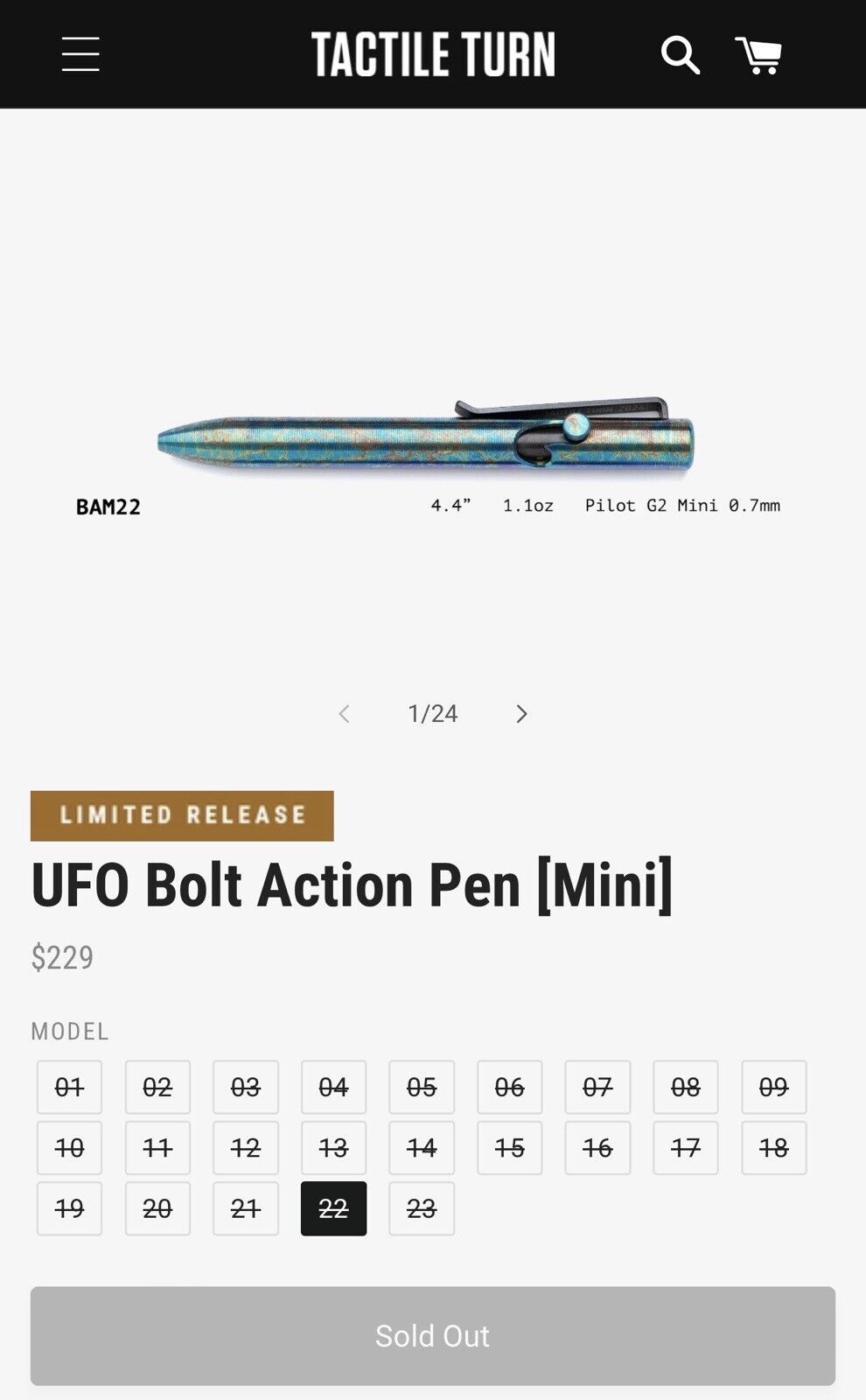 Tactile Turn UFO #22 Bolt Action Mini Pen RARE
