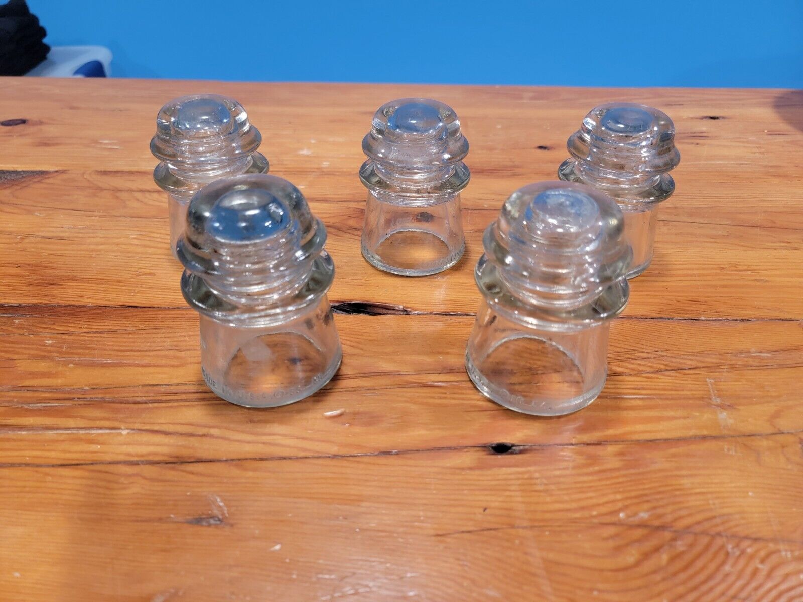 Lot Of 5 Vintage Antique Armstrong No. 2 Clear Glass Insulators