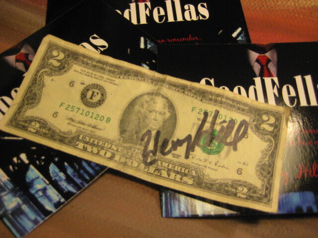 HENRY HILL GOODFELLA SIGNED 2 DOLLAR BILL COOL GIFT GREAT TO PUT IN BOX