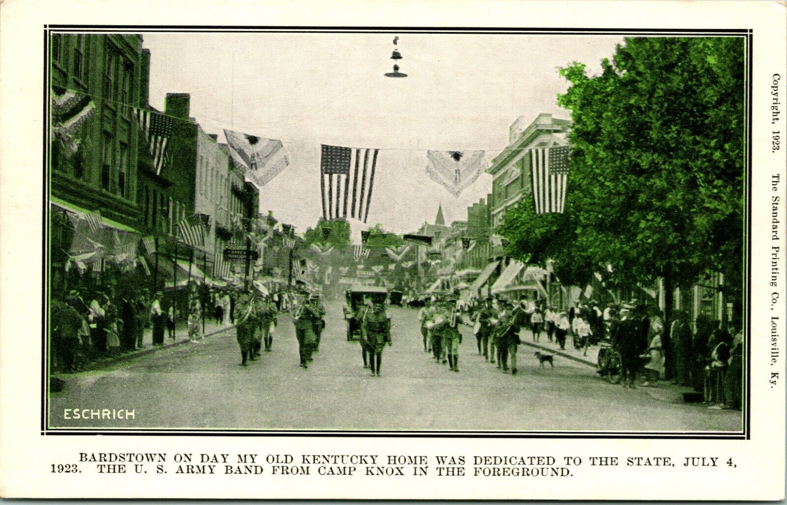 Vtg Postcard July 4, 1924 Bardstown KY on Old Kentucky Home Dedication Date UDB
