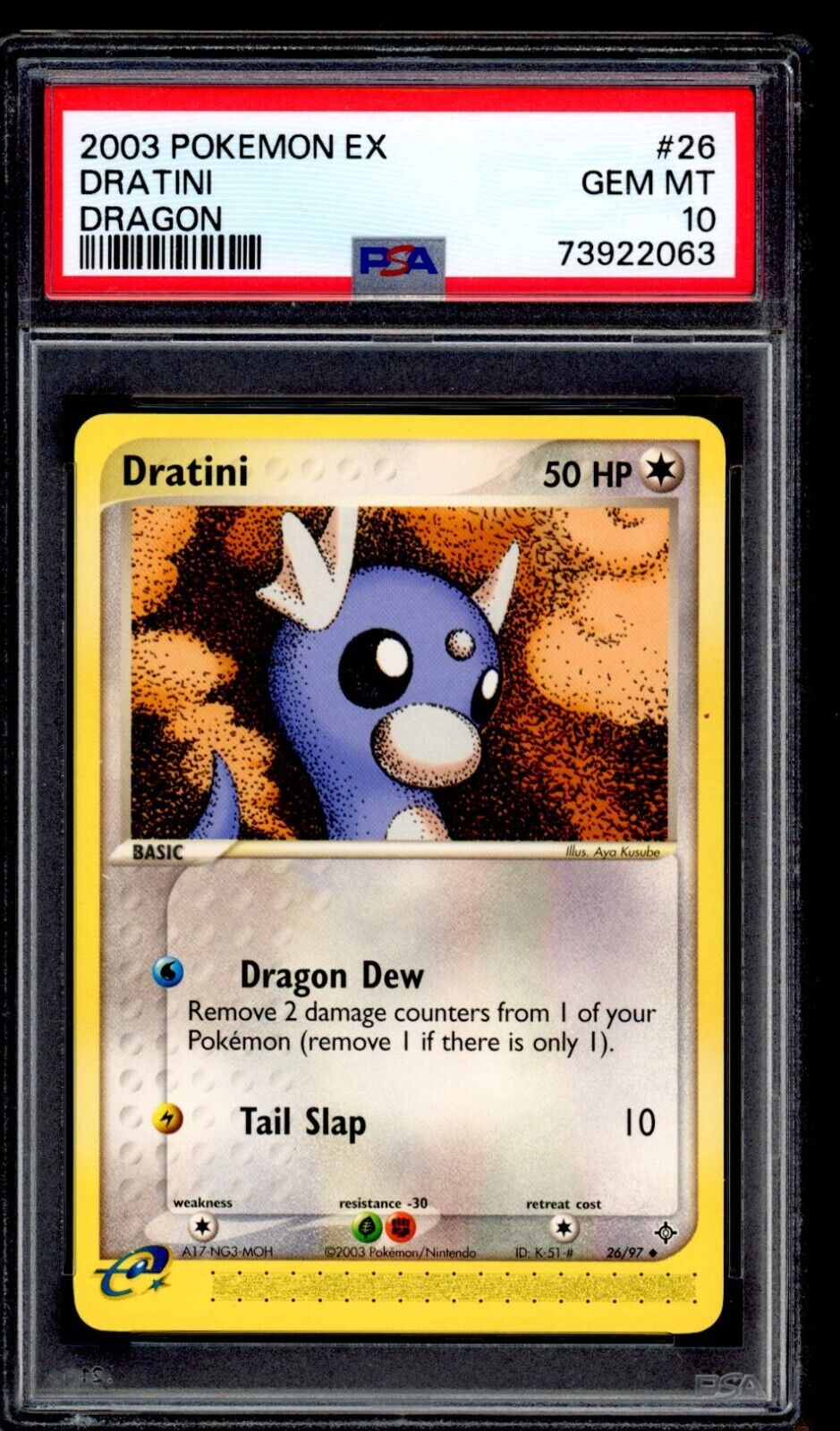 PSA 10 Dratini 2003 Pokemon Card 26/97 EX Dragon