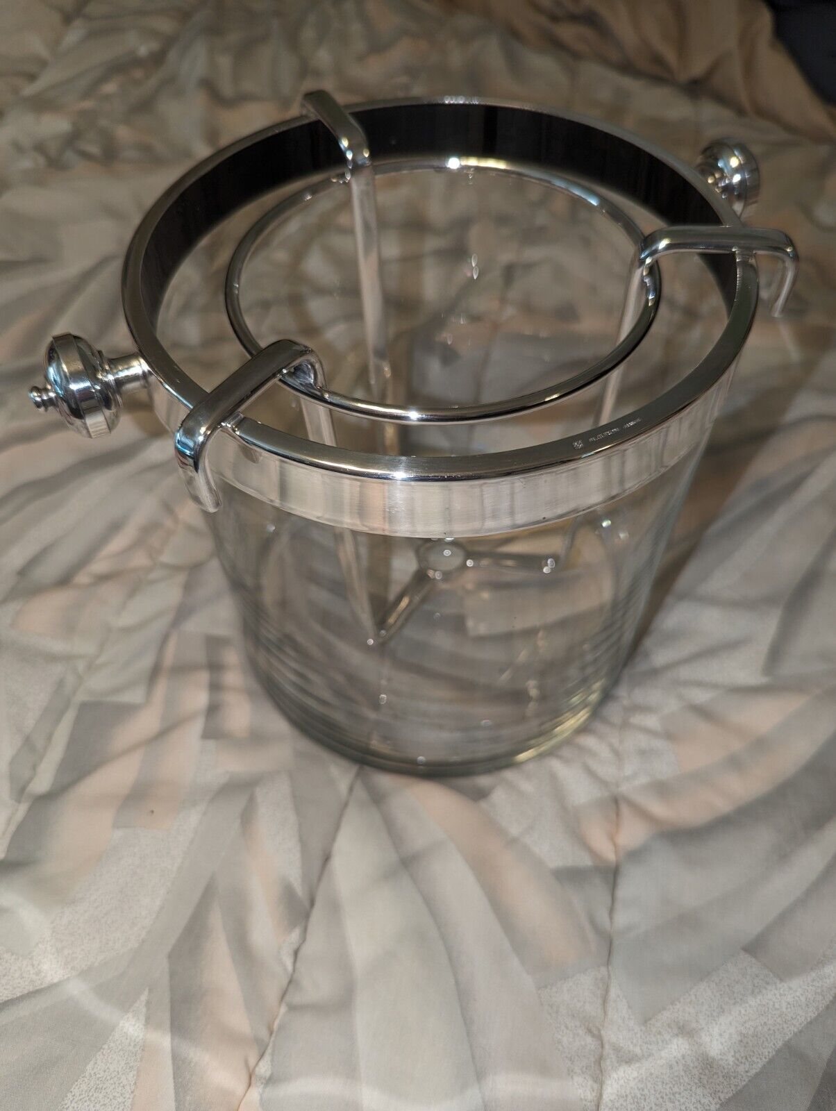 Champagne Ice Bucket - Vintage Christofle Fleuron France - Silver Plt. & Glass 