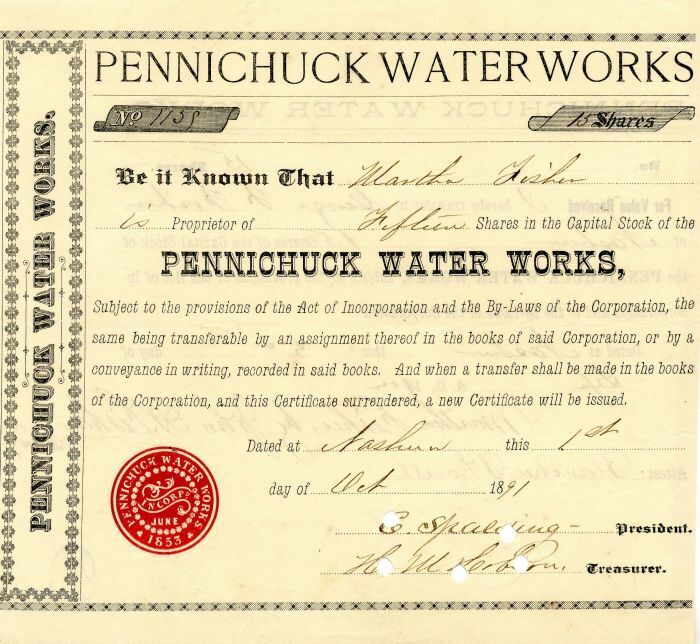 Pennichuck Water Works - General Stocks