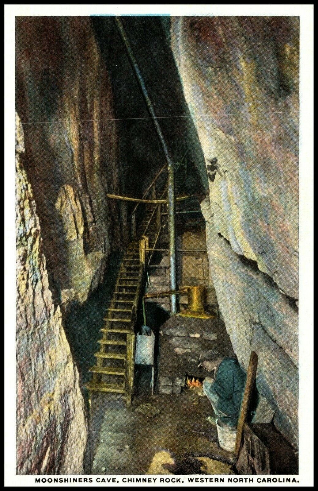 C1920s Chimney Rock NC Moonshiners Cave  North Carolina Postcard 529