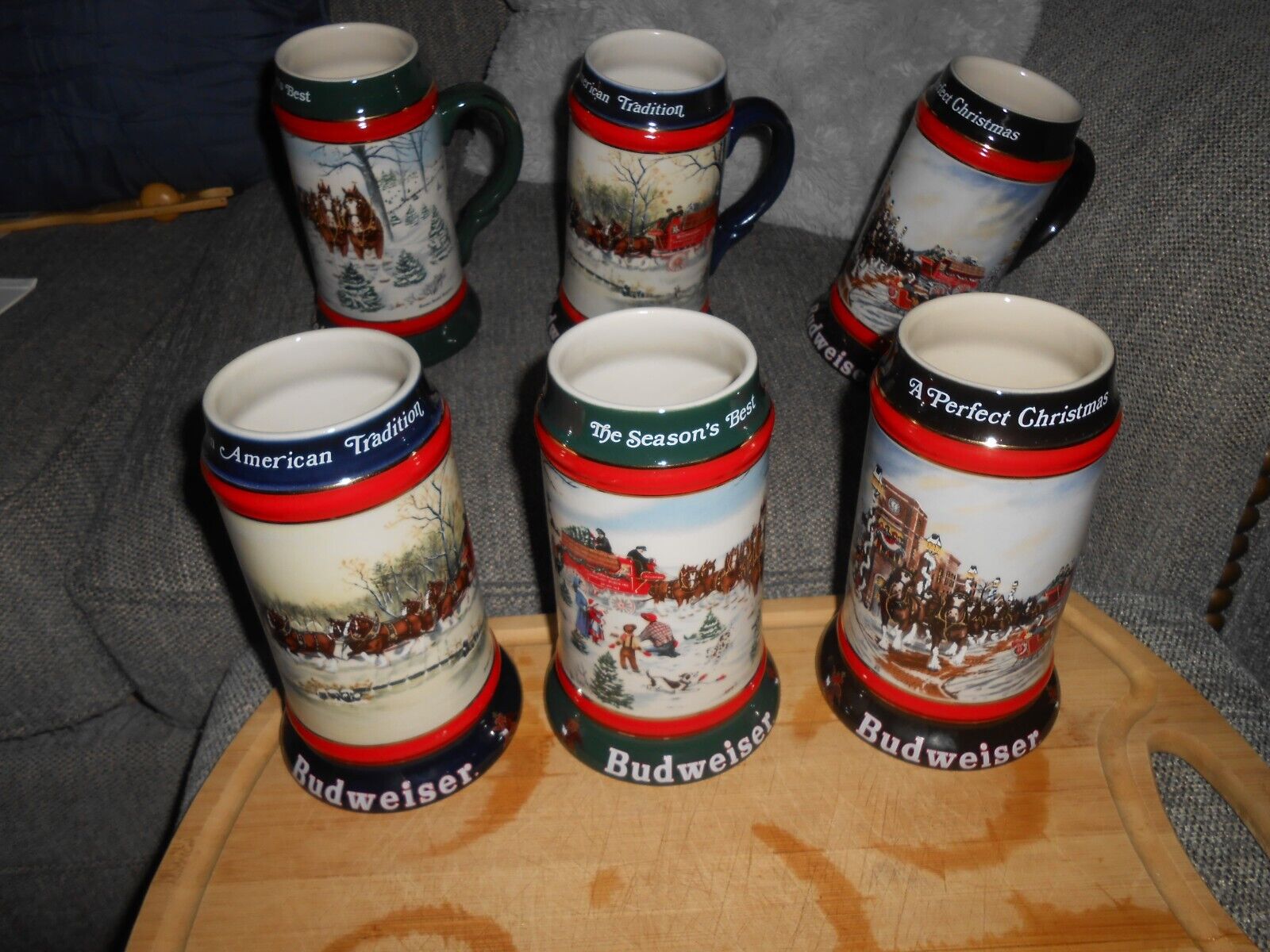 Vintage 1990-1992 Budweiser Collector\'s Series Holiday Steins ~ Great Condition