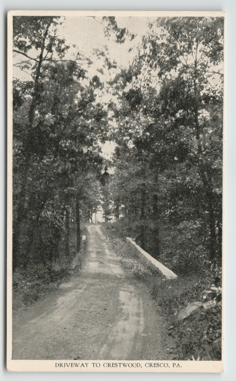 Postcard Driveway to Crestwood in Cresco , PA