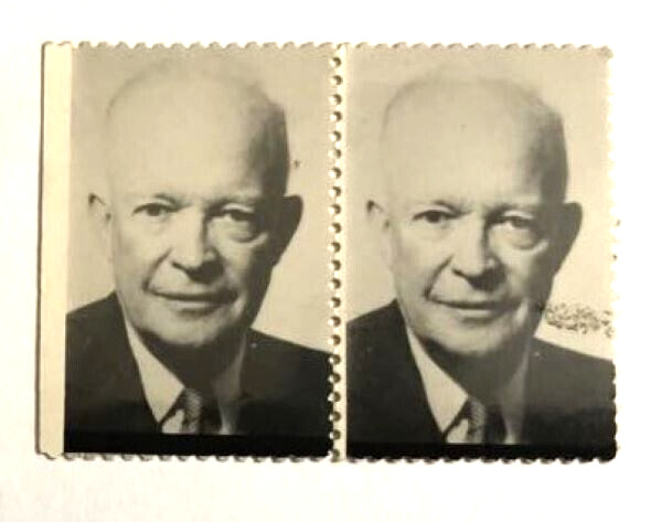 President Dwight D. Eisenhower Black & White Photo Political Stamp Vtge. 1950\'s
