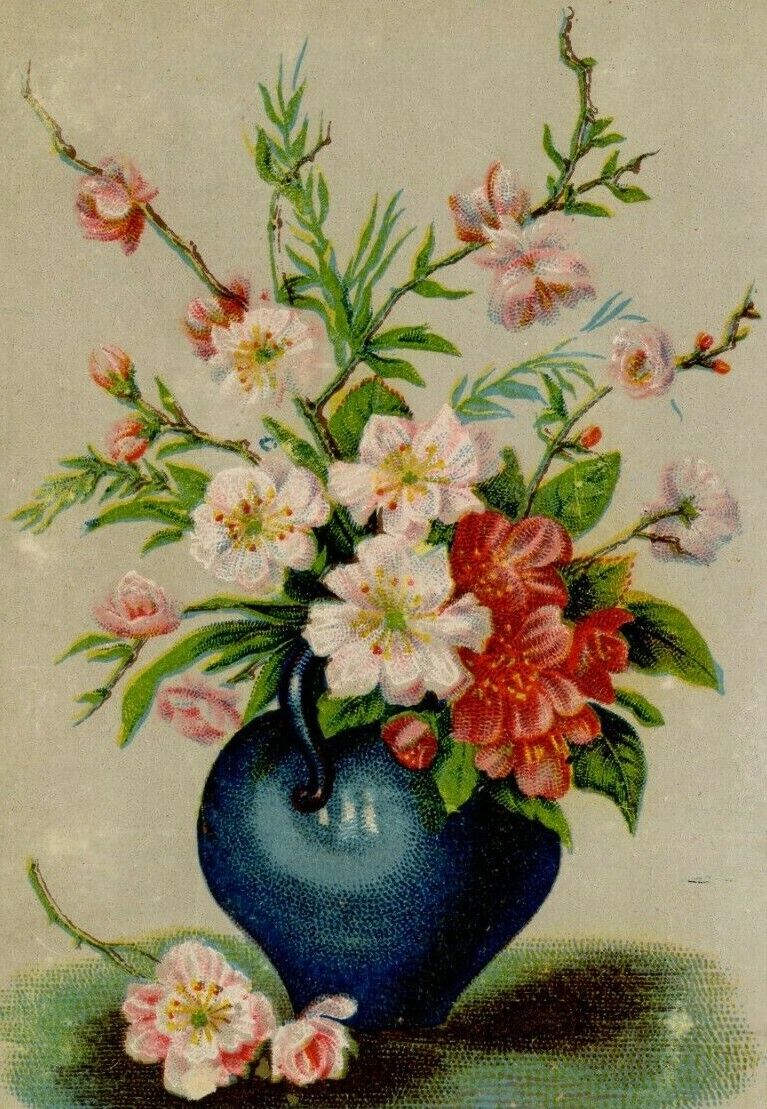 Victorian Trade Card Atlantic & Pacific Tea Co. Vase Filled with Flowers