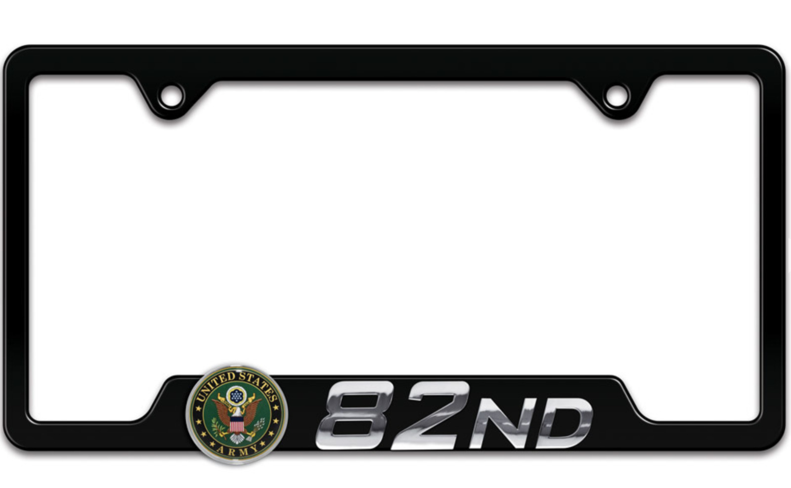 ARMY 82ND 3D BLACK METAL LICENSE PLATE FRAME USA MADE
