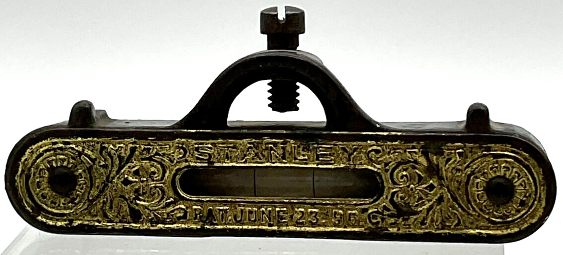 Antique Stanley Pocket Level Patent June 23, 1896 Cast Iron Brass Line String