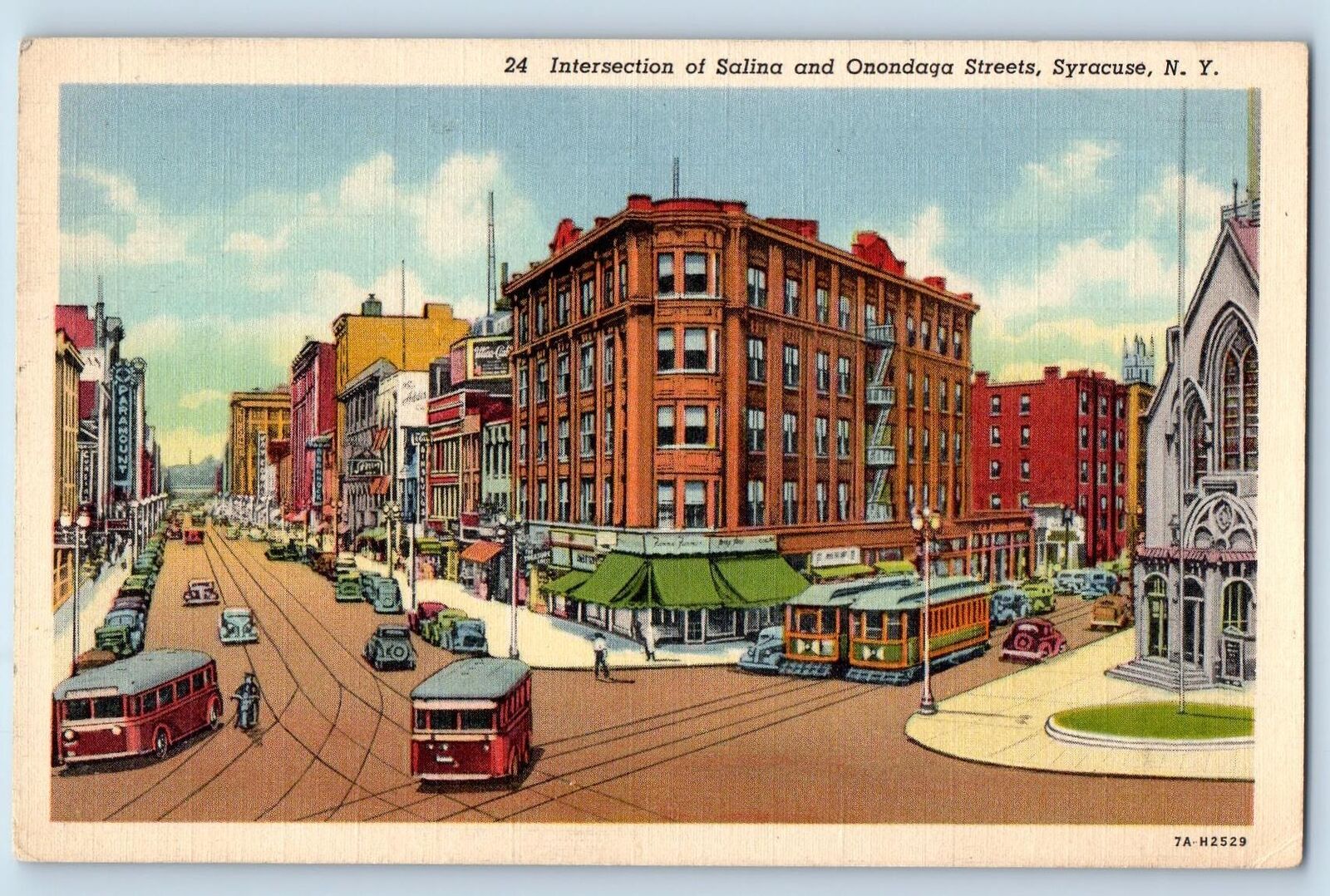 Syracuse New York NY Postcard Intersection Of Salina And Onondaga Streets c1940s