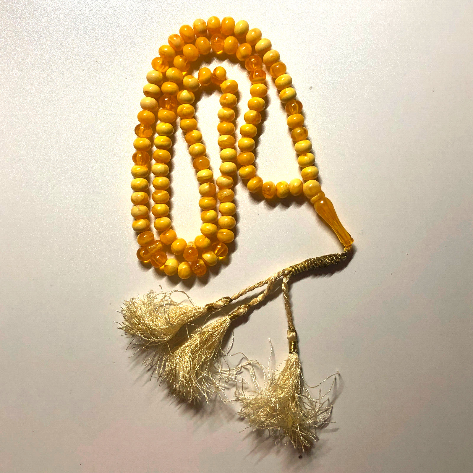 Rosary 33 Prayer Beads Realistic Plastic Imitation of Butterscotch Amber Chetki