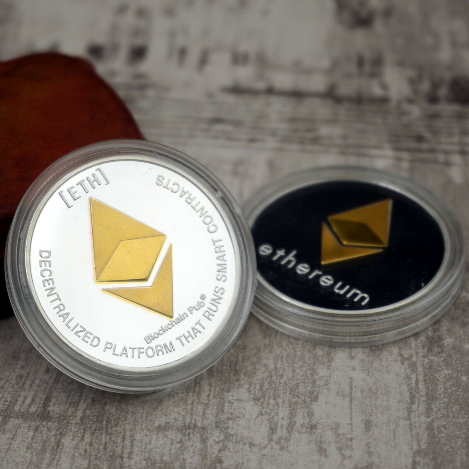 1oz Ethereum Commemorative Coin Gold Plated ETH Ethereum Coin Collectible Coin 
