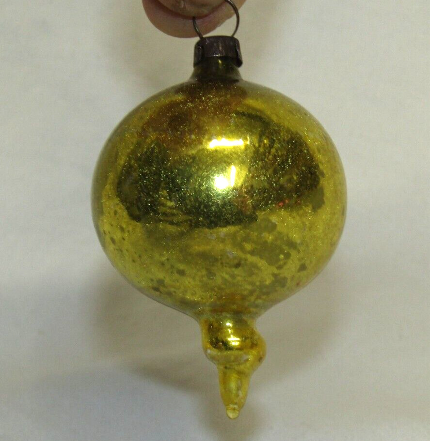 Antique German Gold Glass Feather Tree Finial Christmas Ornament Vintage 1930\'s