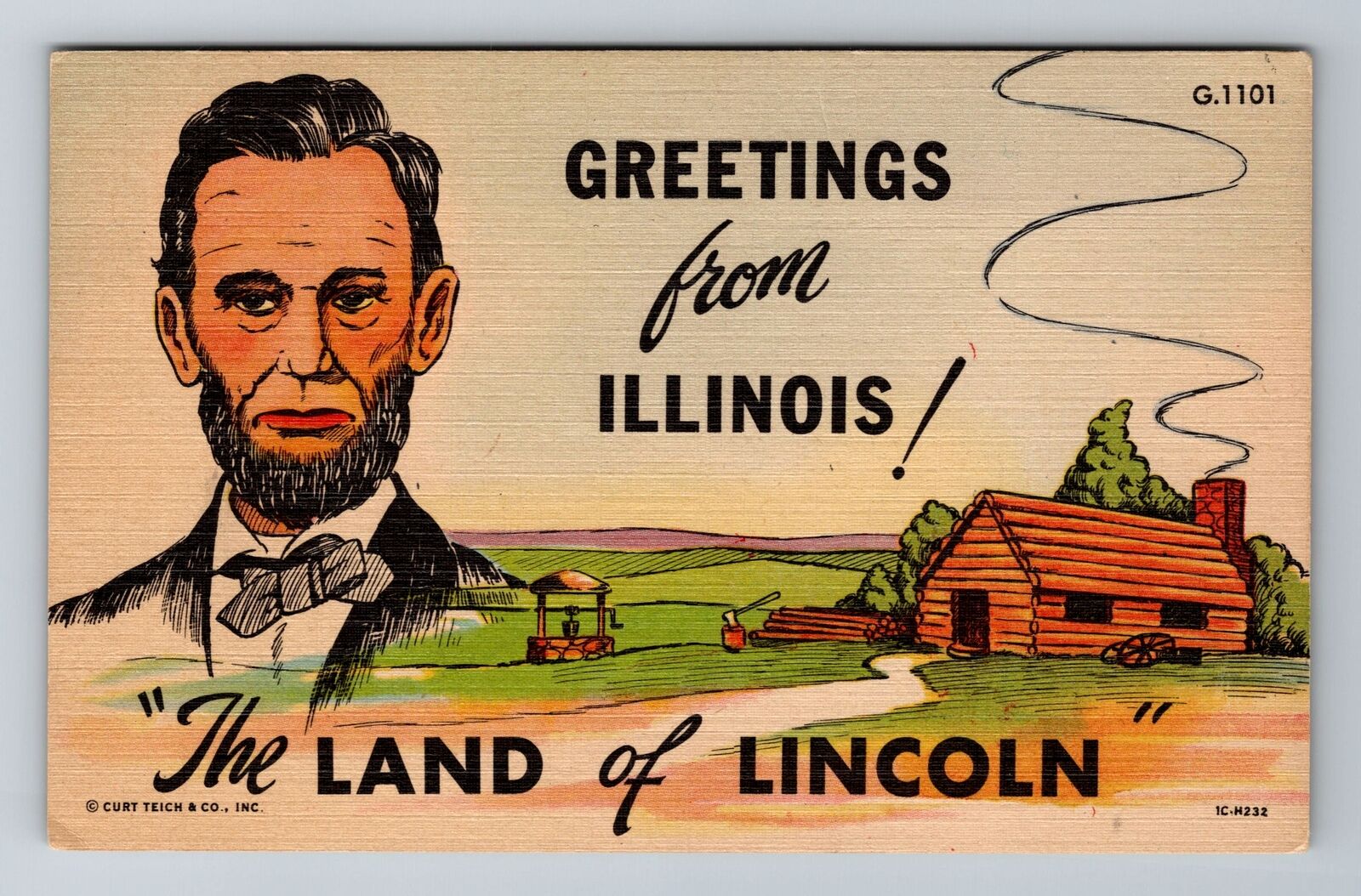 IL-Illinois, General Greetings, Antique Vintage Souvenir Postcard