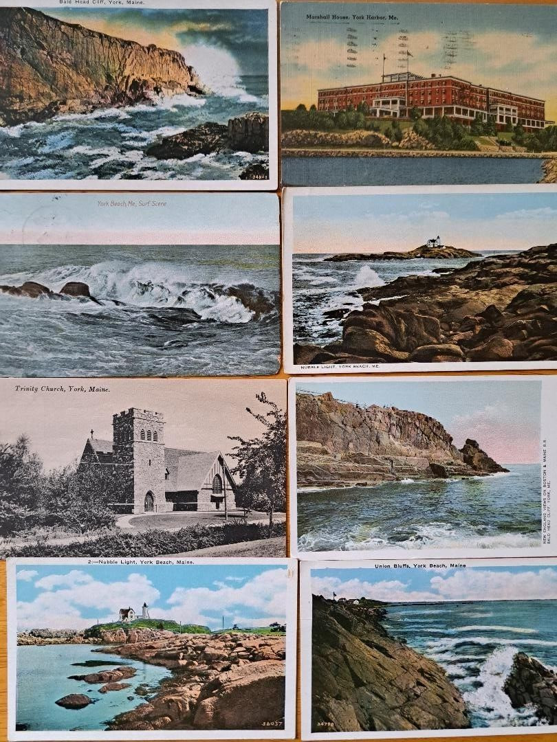 LOT of 8  YORK & YORK BEACH, MAINE       Vintage ME Postcards