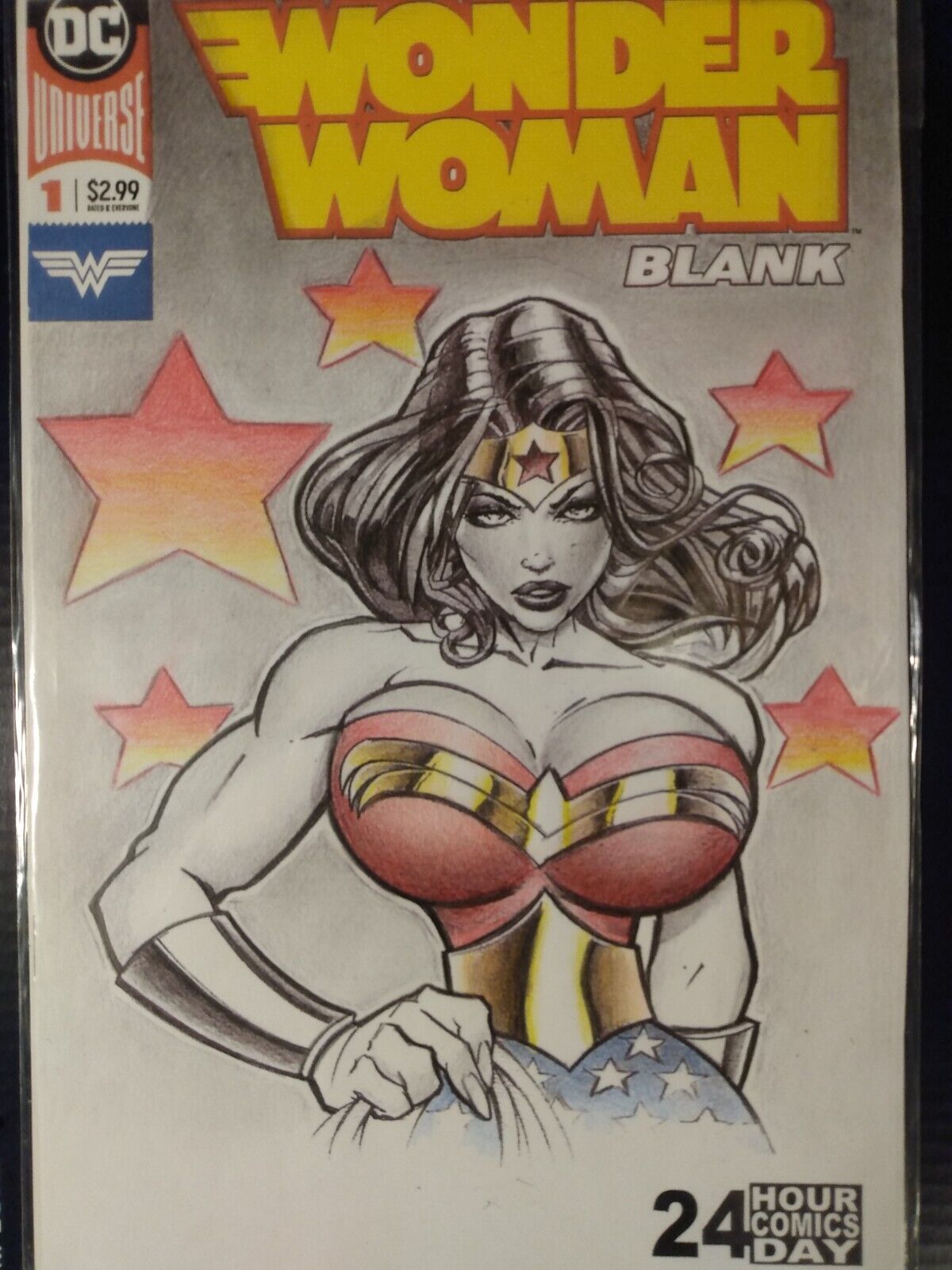 WONDER WOMAN ORIGINAL SKETCH COVER ART DRAWING BY ANDRADE NOT A PRINT