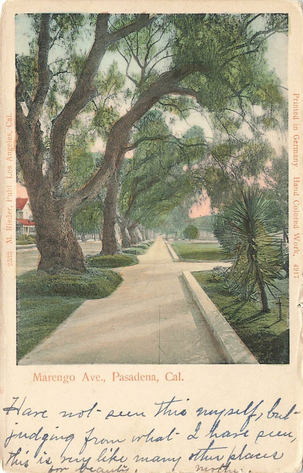 Vintage Postcard Marengo Ave Pasadena California