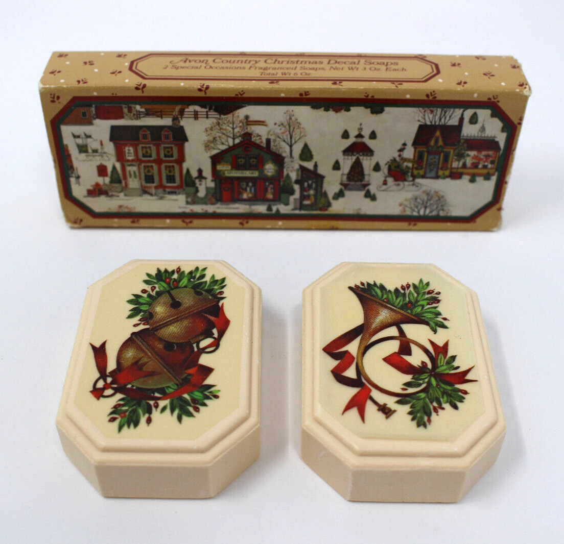 Avon Country Christmas Decal Soaps Fragrant 3 Ounces Each Vintage 1982 Box