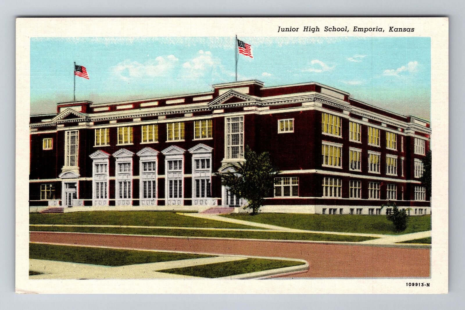 Emporia KS-Kansas, Junior High School, Antique, Vintage Souvenir Postcard