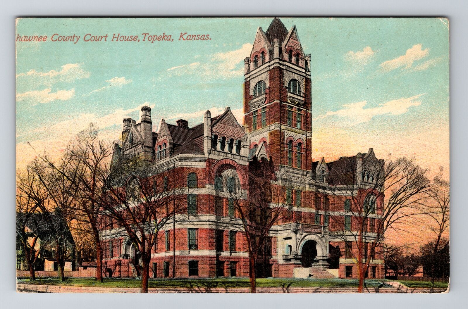 Topeka KS-Kansas, Shawnee County Courthouse Vintage Souvenir Postcard