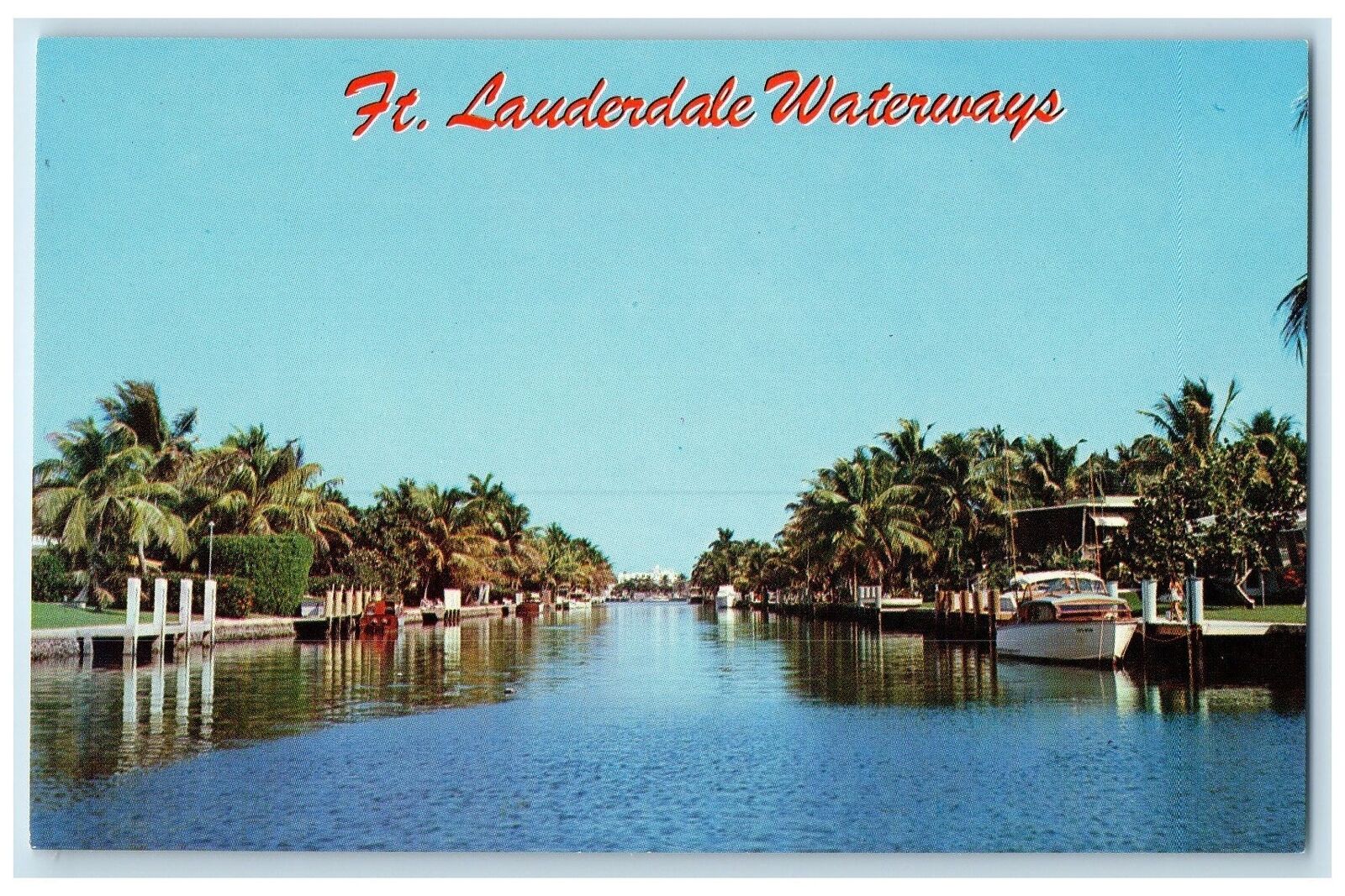 c1960\'s Colorful Waterways Meander Scene Fort Lauderdale Florida FL Postcard
