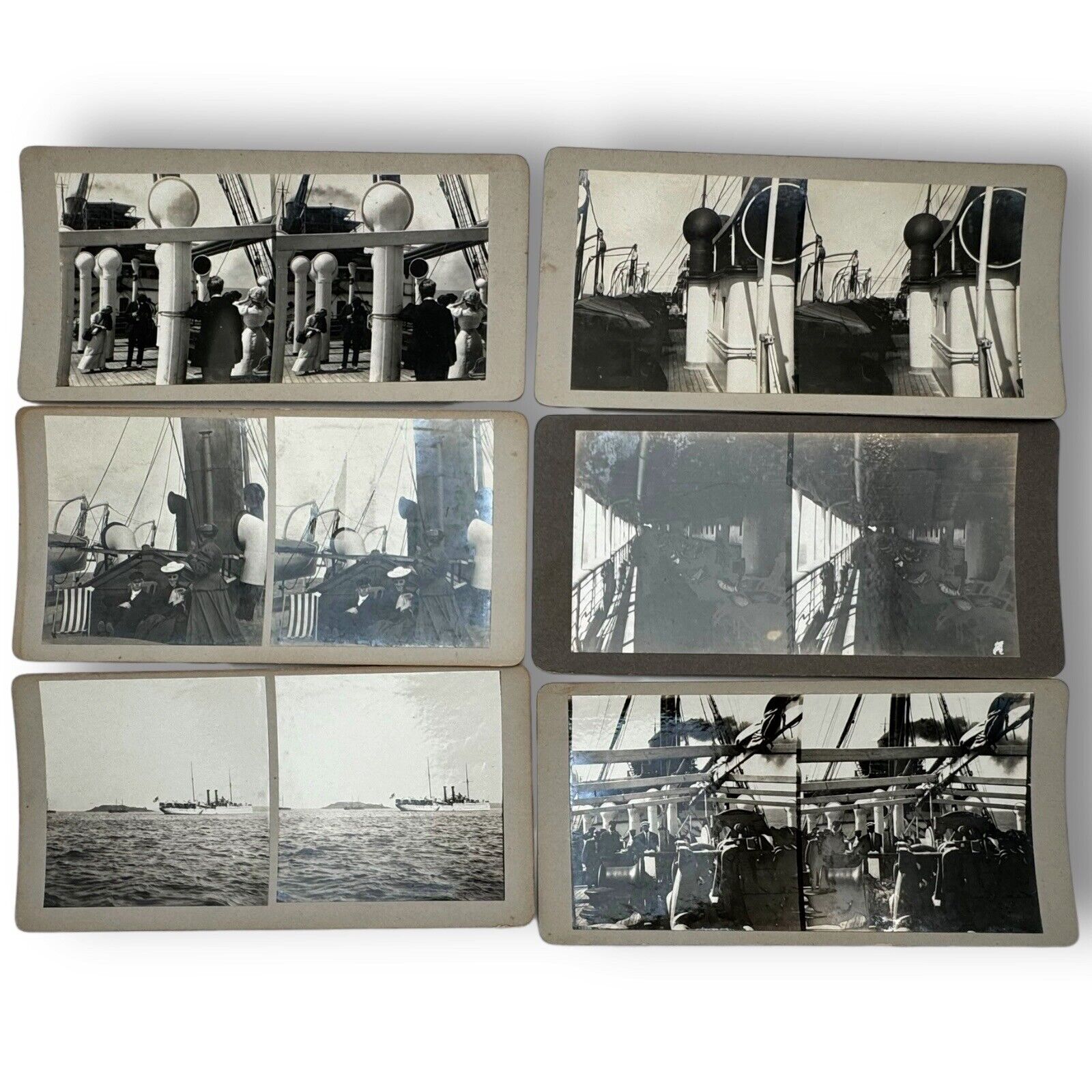 c1915 Lot of 6 - One of a Kind Family Travel Photo Stereoviews - Steamship