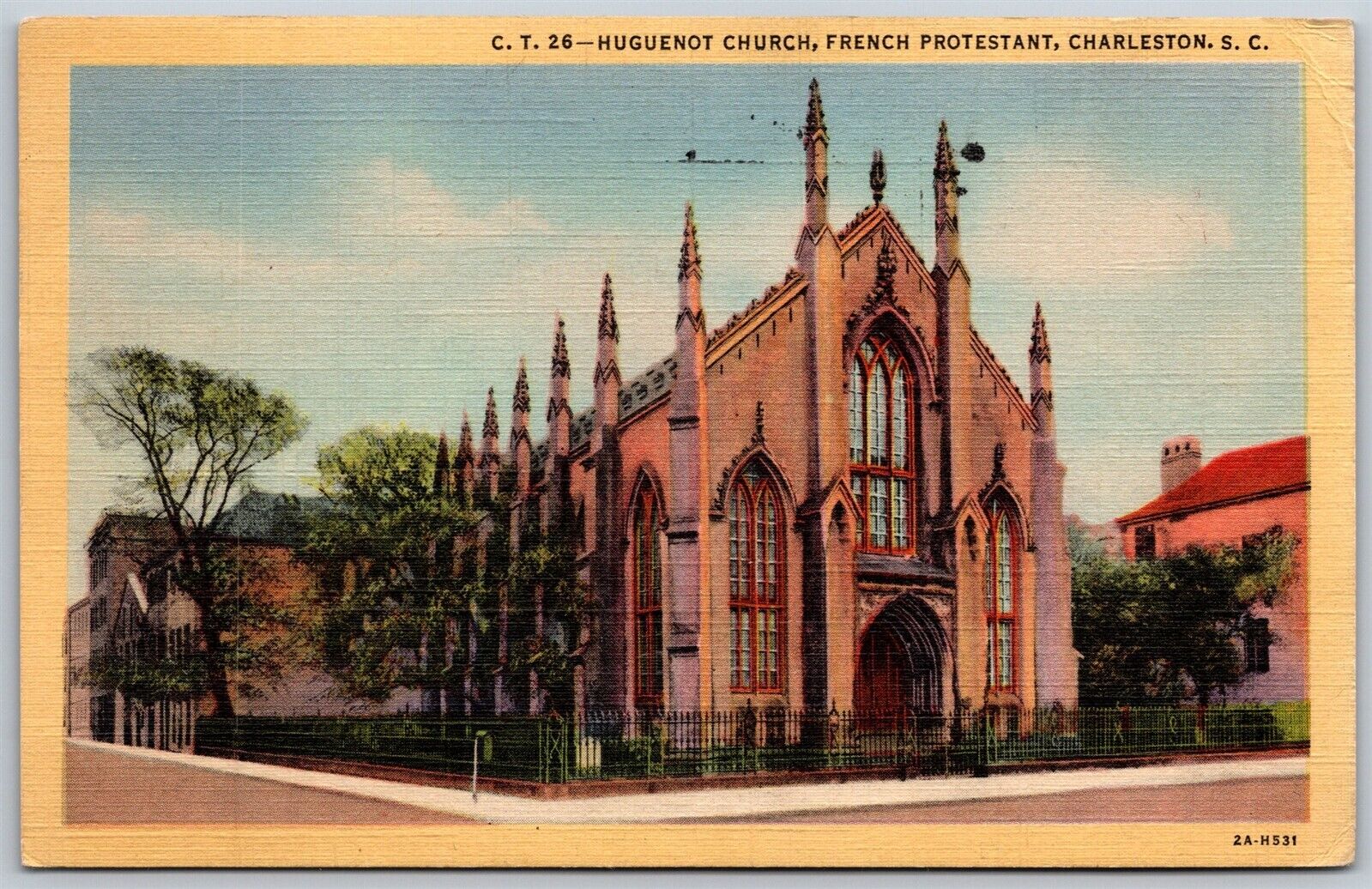 Vtg Charleston South Carolina SC Huguenot Church French Protestant Postcard