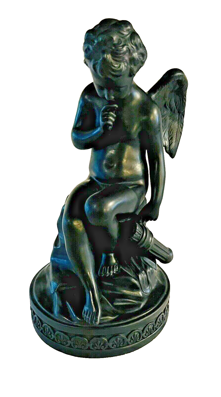 Hold For A Antique Wedgwood Black Basalt Jasperware Cupid Sculpture Figurine