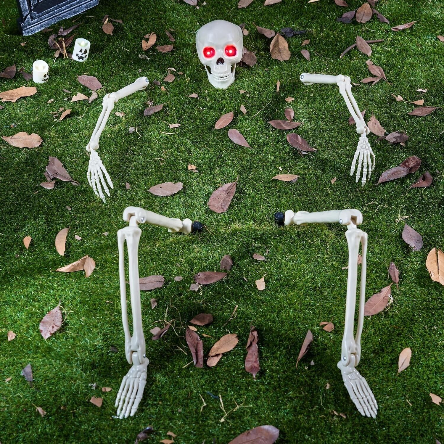 LED Eyes Halloween Skeleton Ground Stakes Decoration, Halloween Lawn Decorations