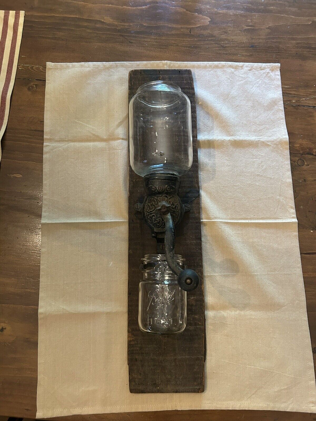 antique “patent pending” wall mount coffee grinder