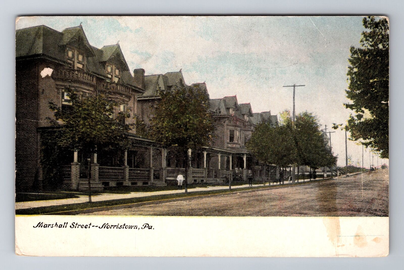 Norristown PA-Pennsylvania, Marshall Street, Antique Vintage Souvenir Postcard