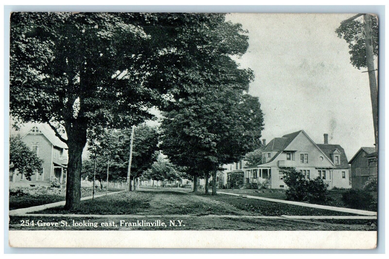 1910 Grove Street Looking East Franklinville New York NY Posted Antique Postcard