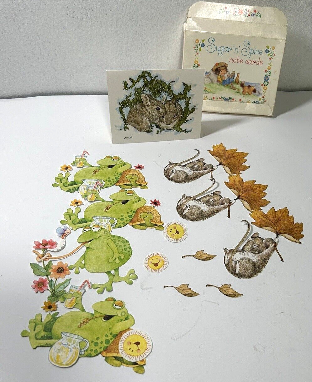 Vintage Current Notes Notecards Frogs Mouse Leaves 80's Stationary