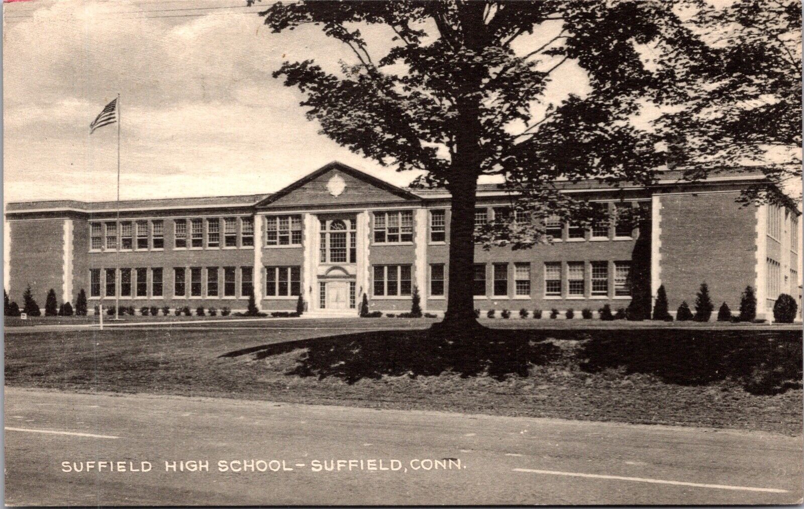 Postcard Suffield High School in Suffield, Connecticut