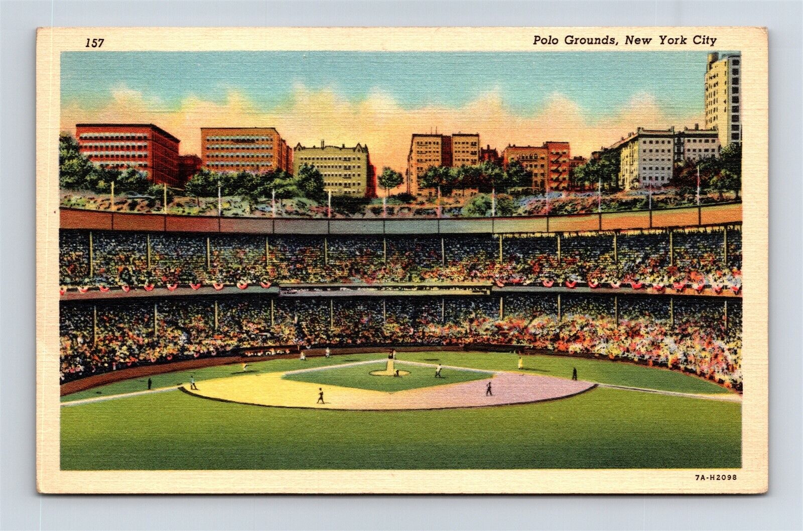 Postcard NY New York Yankee Polo Grounds Baseball Field Game Action c1930s #3I32