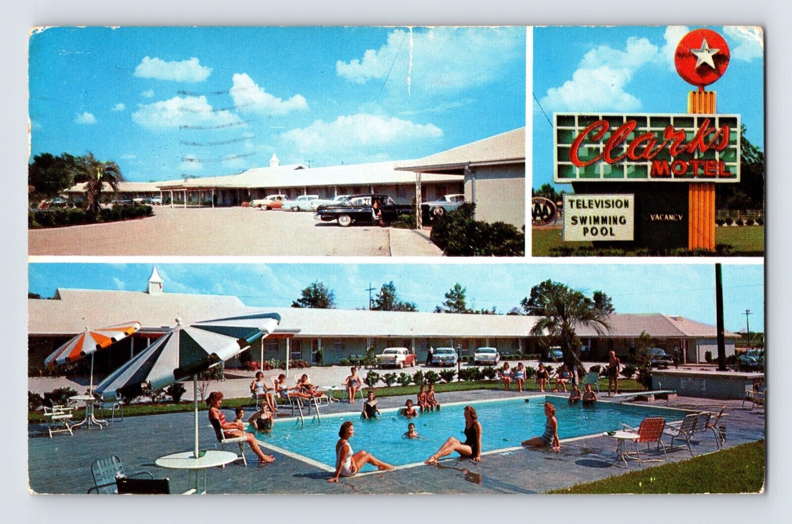 Postcard South Carolina Santee SC Clark\'s Motel Restaurant 1960 Posted Chrome