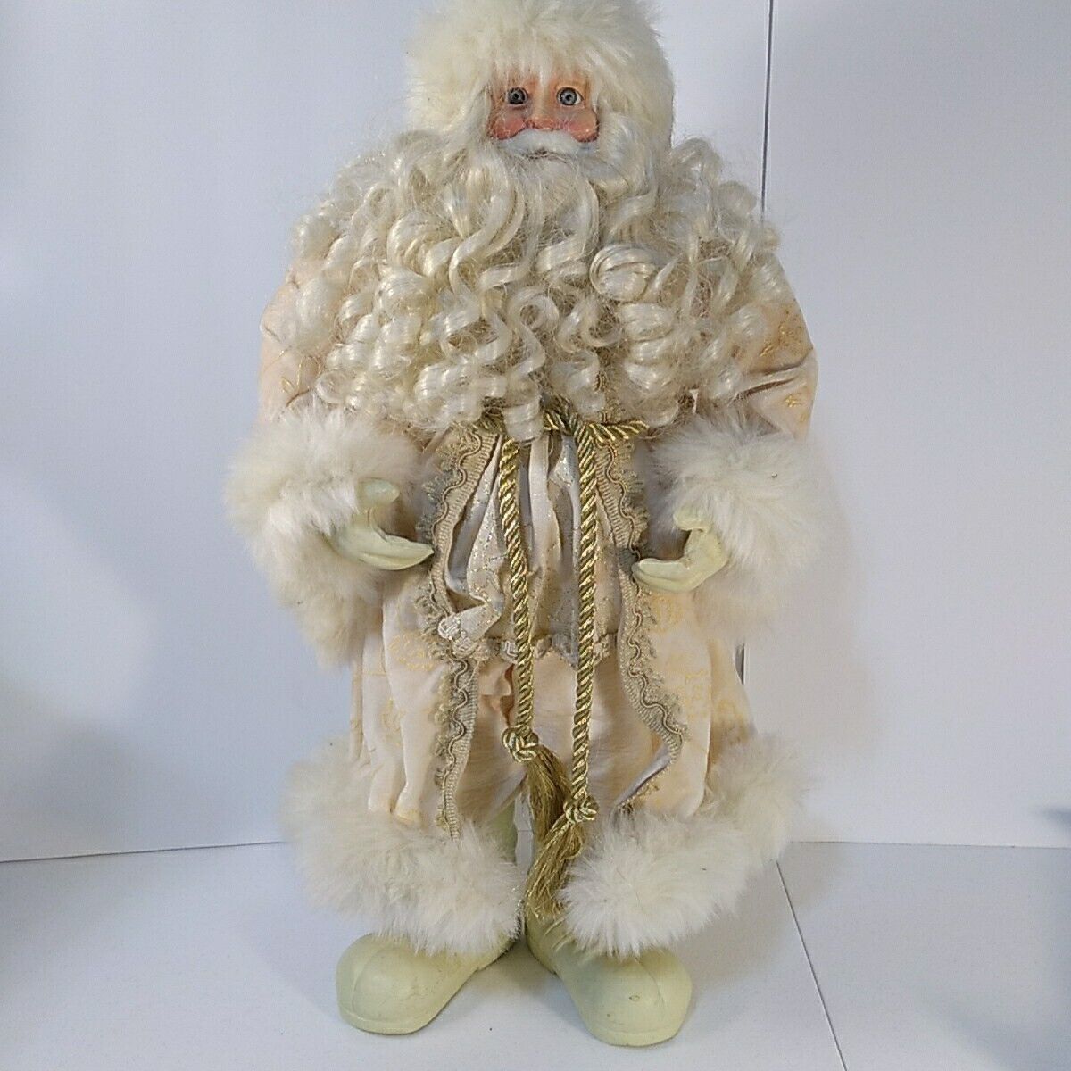  Ship N 24 Hours Vintage Victorian White/Ivory Santa  Clause 20.5 Inches 