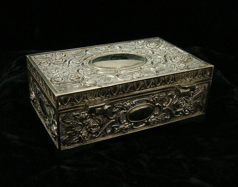 Gorgeous, Heavy Silver Tone Old Box