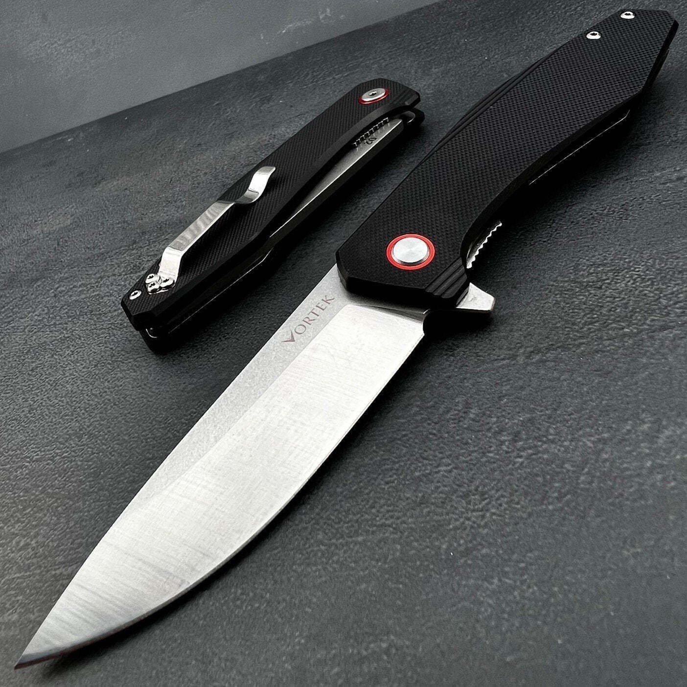 VORTEK HOLGER D2 Drop Point Blade Folding Pocket Knife EDC Ball Bearing Flipper