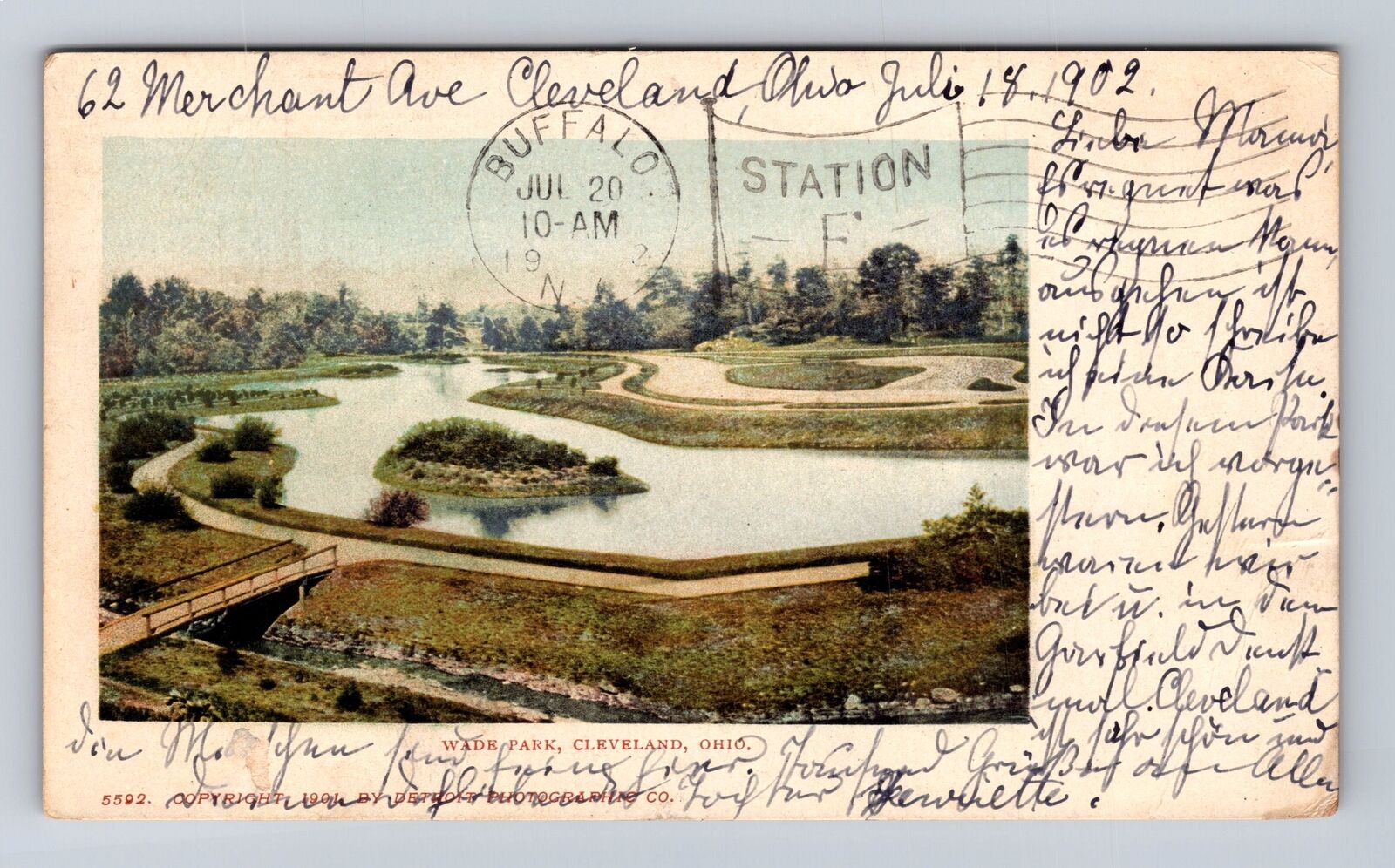 Cleveland OH-Ohio, Wade Park, Antique, Vintage c1902 Souvenir Postcard