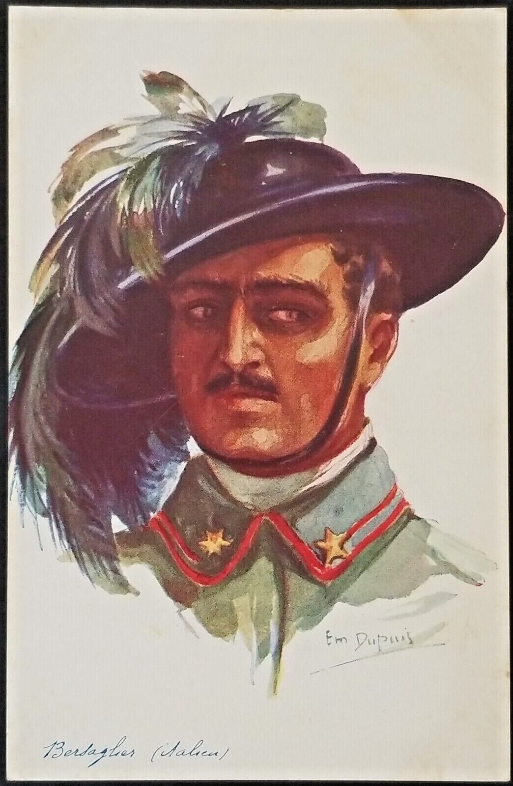 French Postcard Em Dupuis Artist Signed WWI Italian Bersaglieri Sharp Shooter