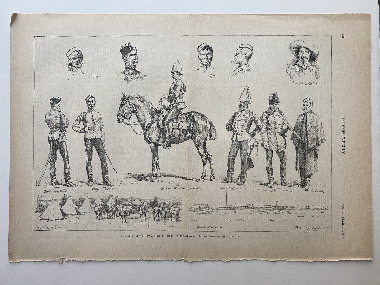 1888 Harpers Antique Print Sketches of the Canadian Mounted Police #52623