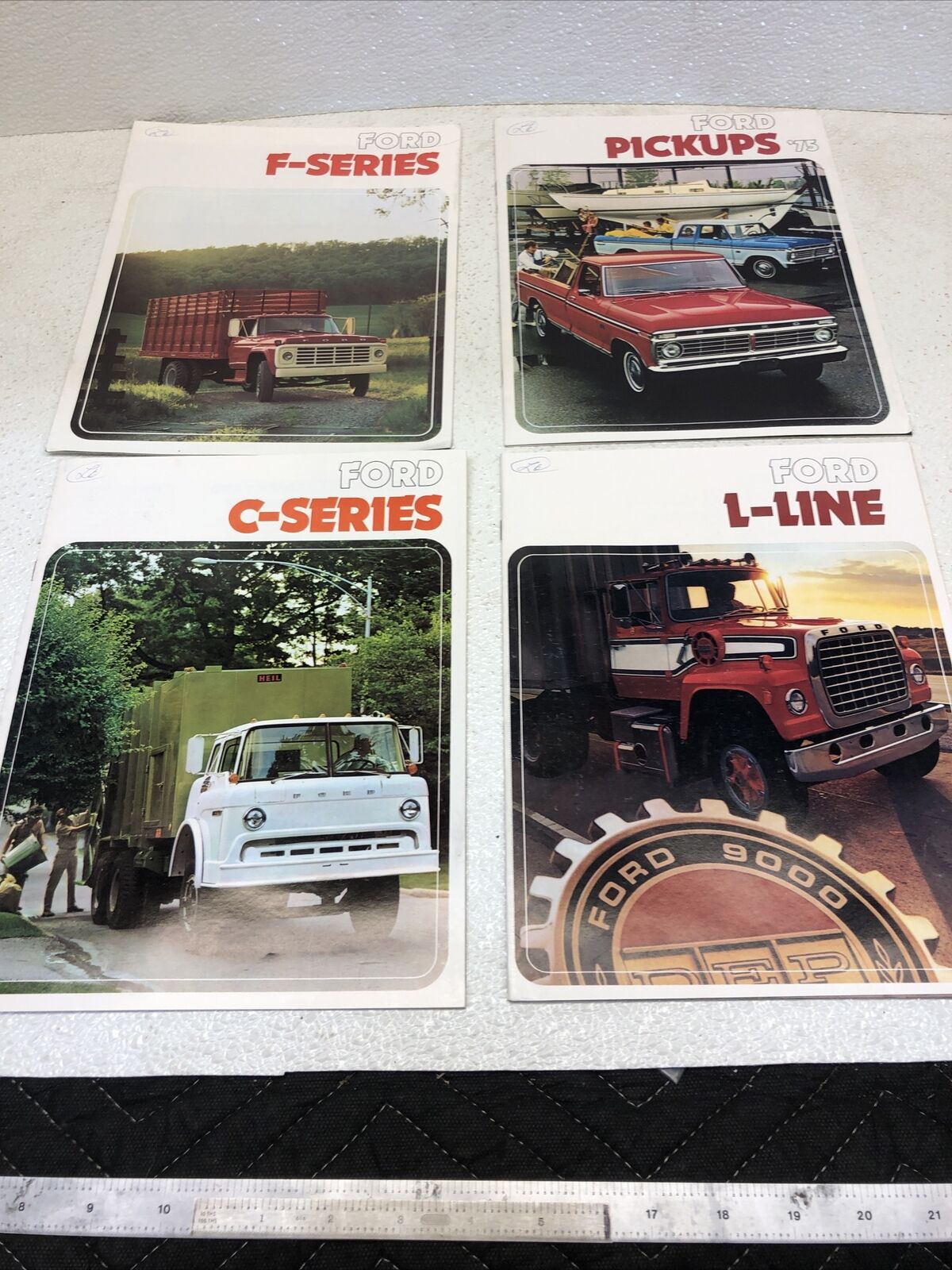 4 Original 1975 Ford Sales Brochures, F-series, C-series, L-line, & Ford Pickups