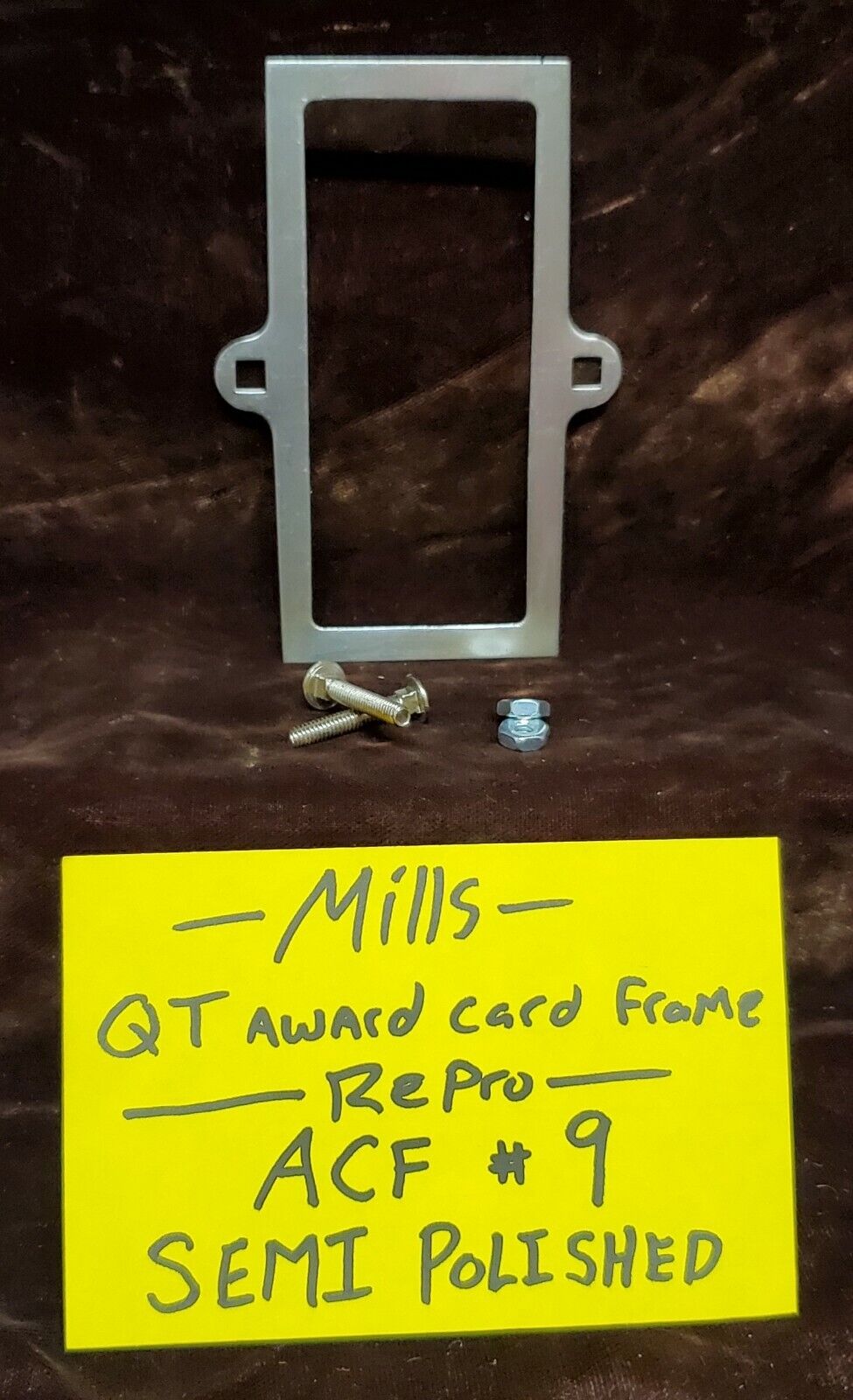 REPLACEMENT MILLS QT AWARD CARD FRAME FOR ANTIQUE SLOT MACHINE #ACF9