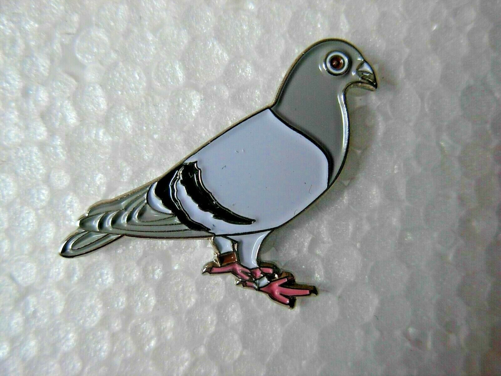 Pigeon pin badge. Racing Pigeon. British wildlife bird. Metal Enamel 